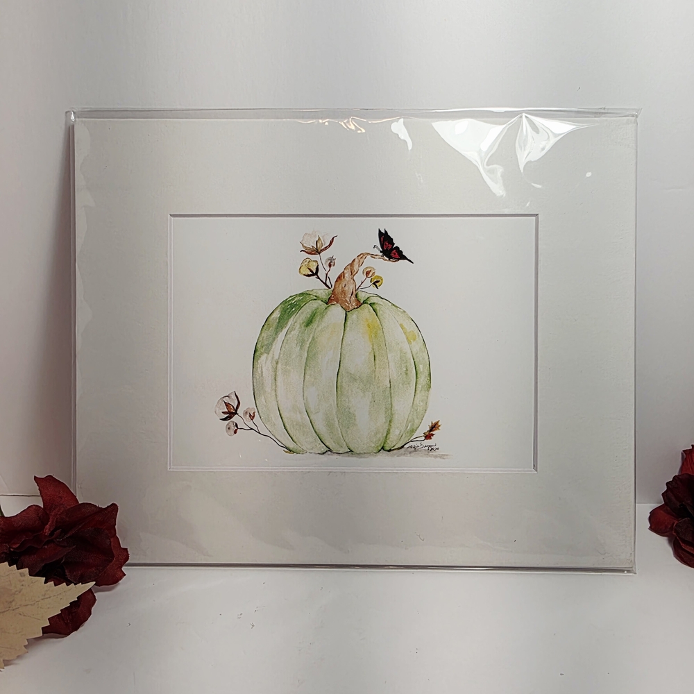 Watercolor Pumpkin Print - Matted - by Angie Bryan